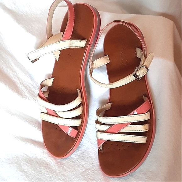 GEOX Pink & White Strap Flat Sandals - Picture 5 of 10